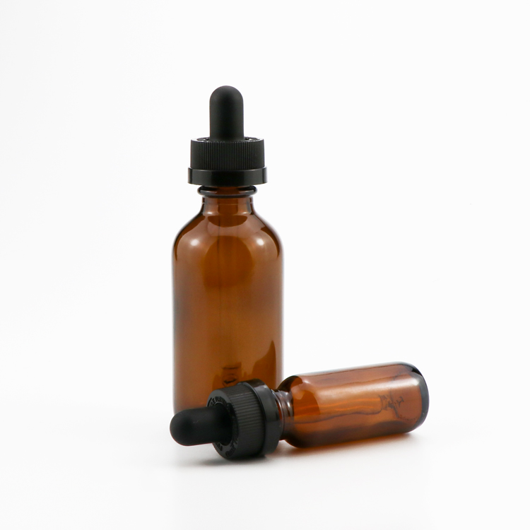 1oz 2oz 4oz 6oz 8oz clear Boston Round Glass Bottle with black Glass Dropper/black cap
