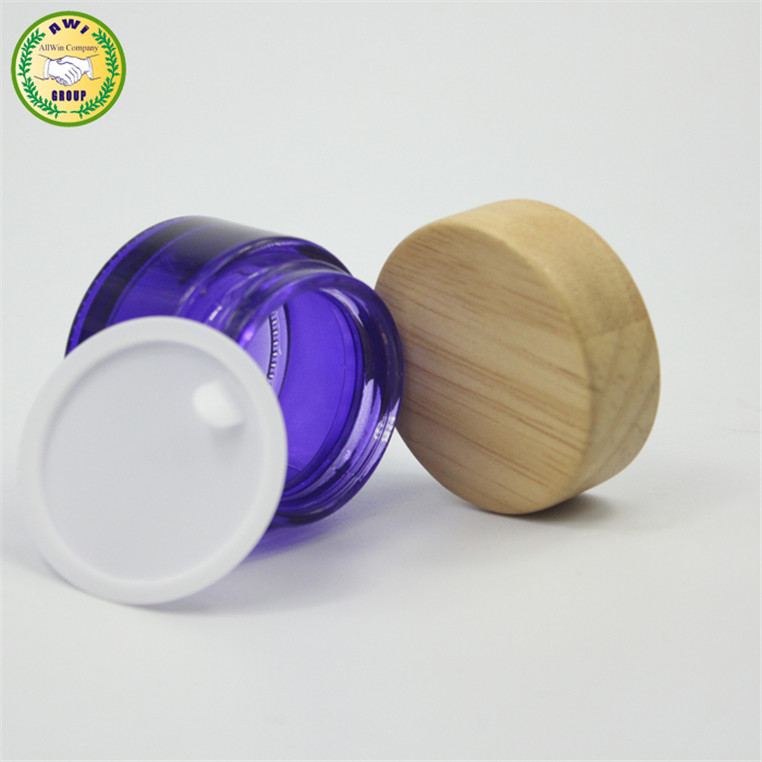 1oz 2oz 4oz 6oz 8oz frosted bamboo cosmetic glass cream jar with wooden cap 5ml recycled face cream jar bamboo lid with engrave