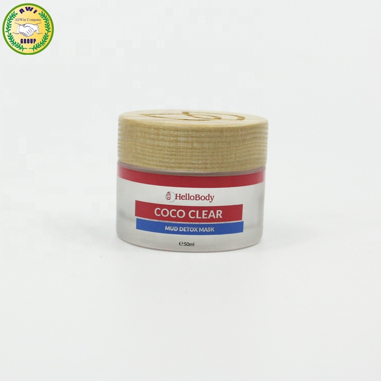 1oz 2oz 4oz 6oz 8oz frosted black bamboo cosmetic glass jar with wooden cap 5ml recycled eco-friendly face cream jar bamboo lid