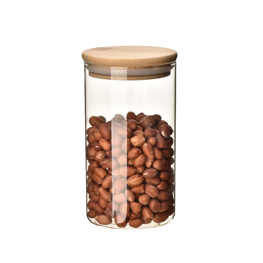 1oz 2oz 4oz 8oz 10oz transparent food spice weed glass bamboo wooden lid container storage jars for with bamboo cork lid GSJ-18S