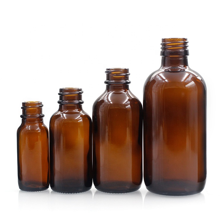 1oz 2oz 4oz 8oz 16oz 32oz Amber Boston Round Glass Bottle For Essential Oil