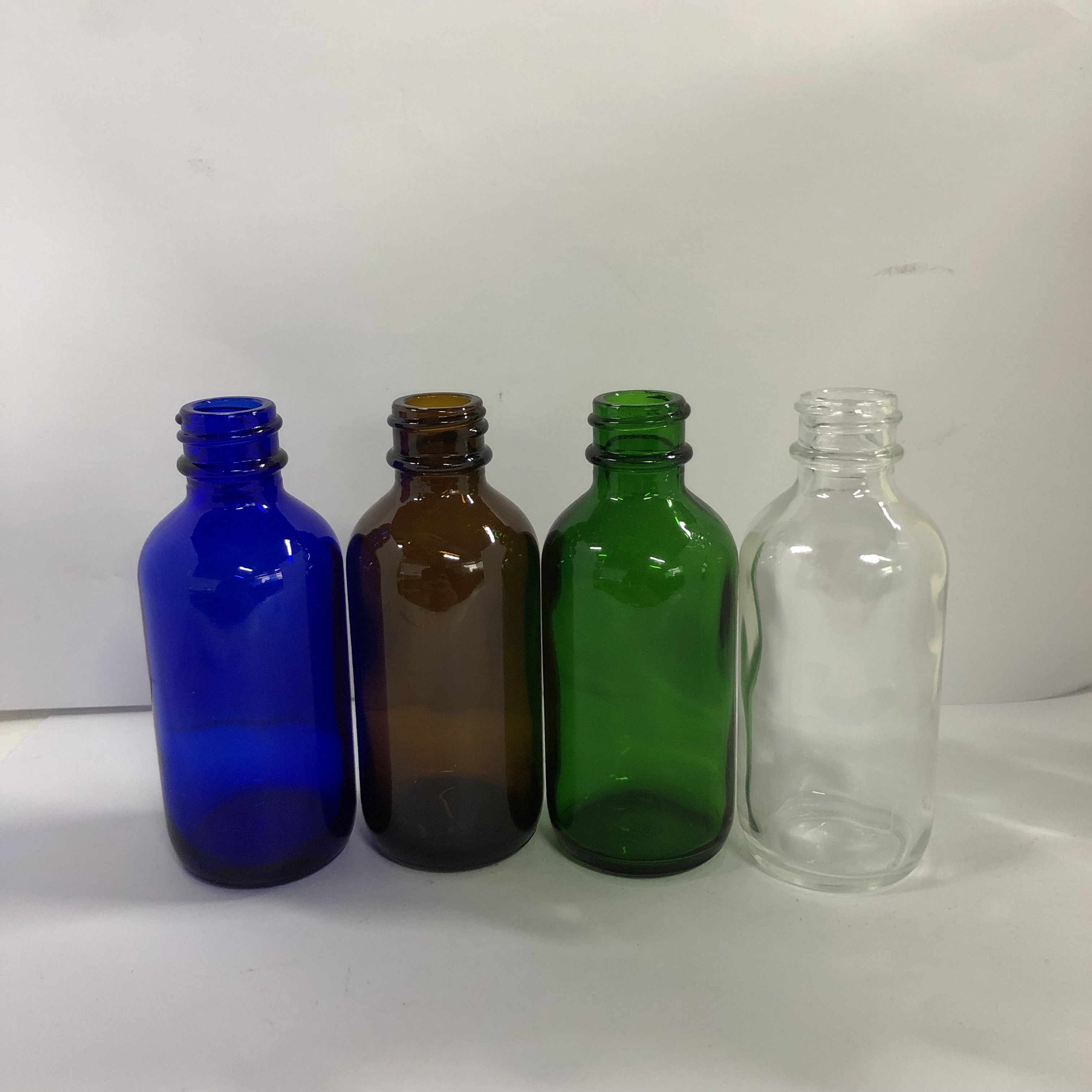 1oz 2oz 4oz 8oz 16oz clear amber cobalt blue green color boston round bottle
