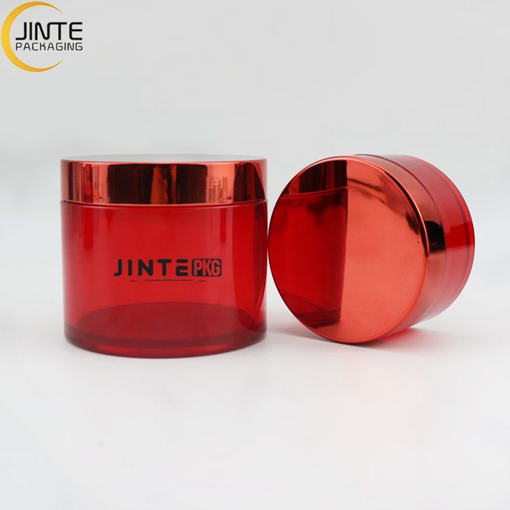 1oz 2oz 4oz 8oz Luxury Thick Wall PETG Plastic Cosmetics Shiny Red Color For dipper powder or body butter