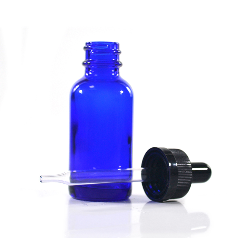 1oz 2oz 4oz Boston Round bottle 30ml 60ml 120ml Blue Glass Boston Dropper Bottles