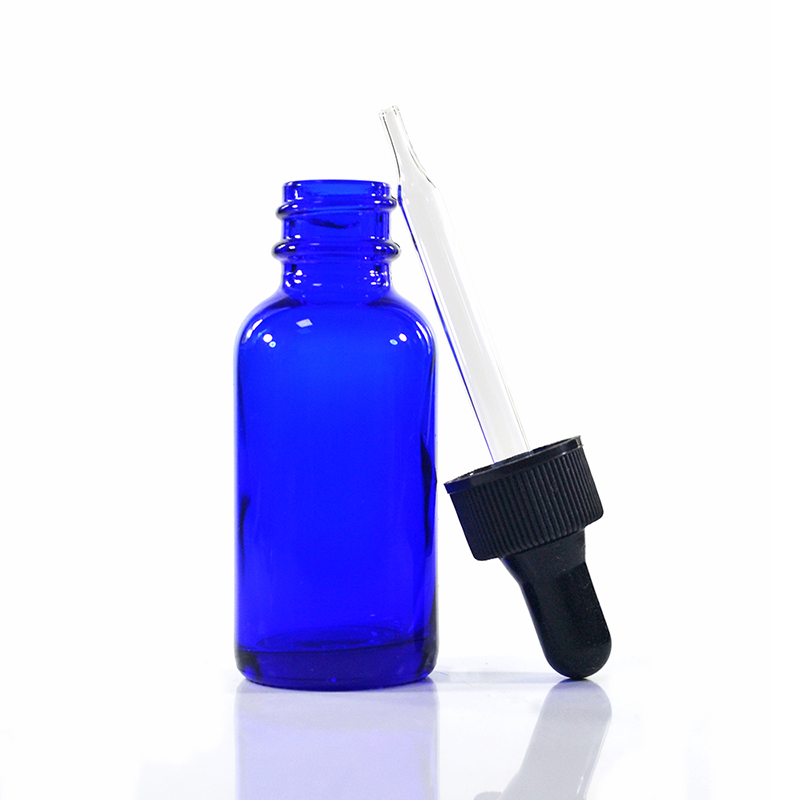 1oz 2oz 4oz Boston Round bottle 30ml 60ml 120ml Blue Glass Boston Dropper Bottles