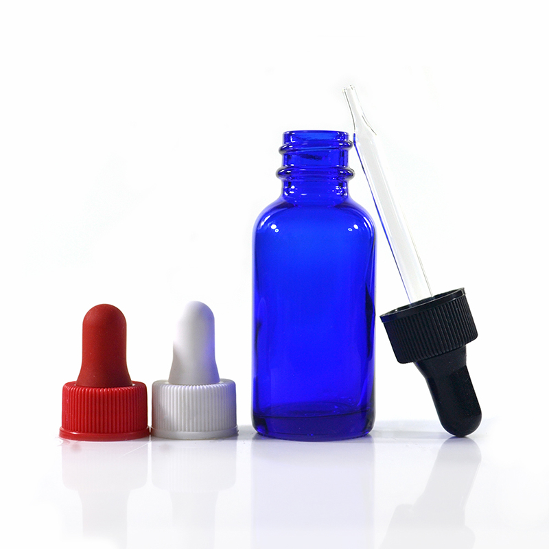 1oz 2oz 4oz Boston Round bottle 30ml 60ml 120ml Blue Glass Boston Dropper Bottles