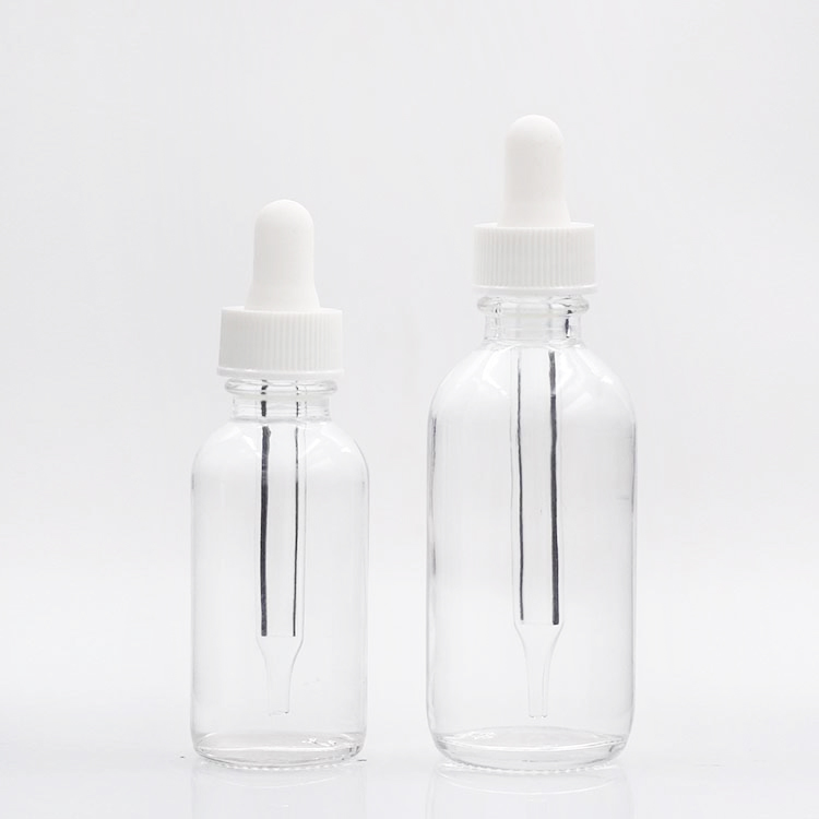 1oz 2oz 4oz CLEAR Boston Round Glass Bottle