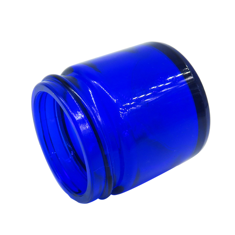 1oz 2oz 4oz Cobalt Blue Glass Jar UV Plastic Lid Cosmetic Cream Jar