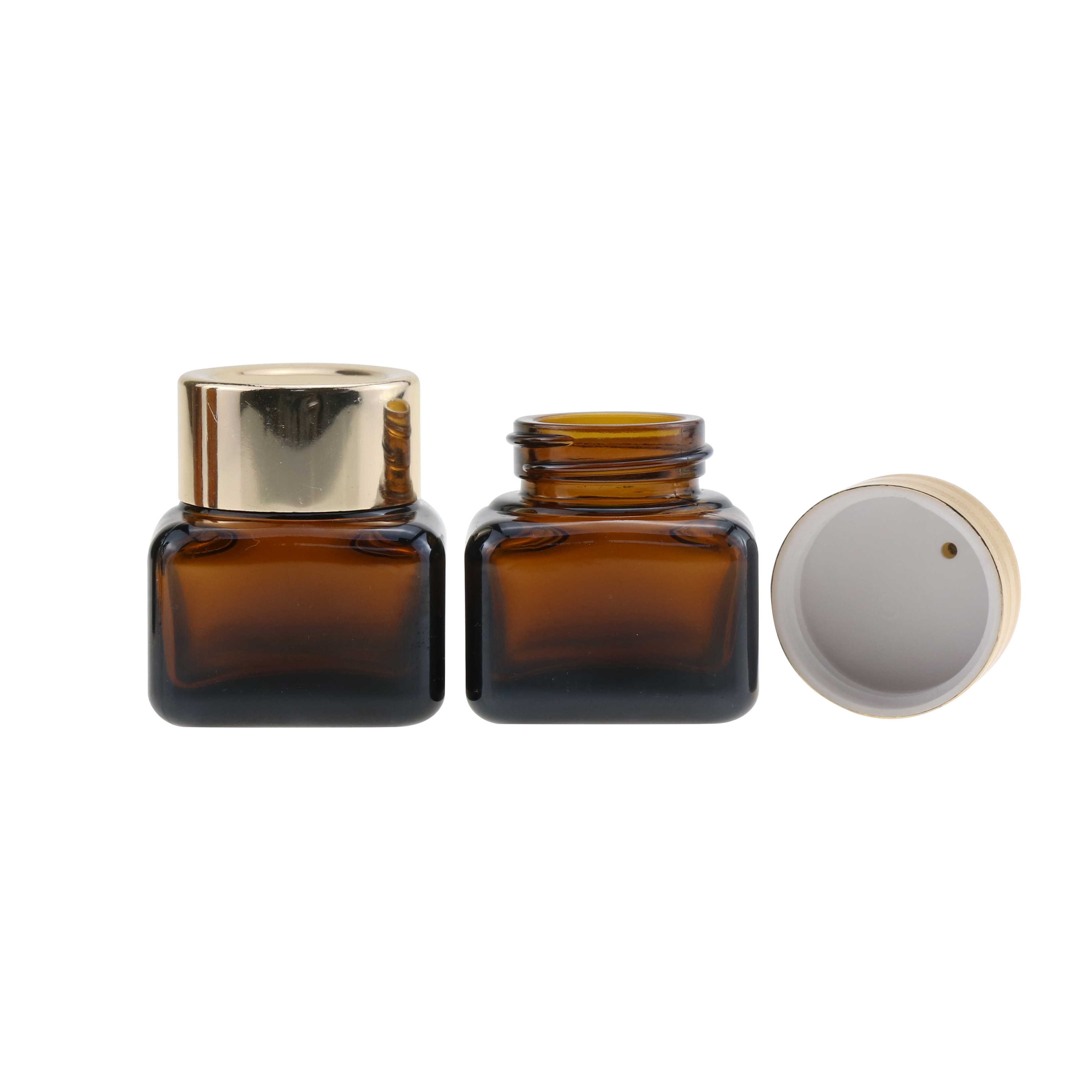 1oz 2oz 4oz Luxury Empty OEM Cosmetic Containers Biodegradable Cosmetic Packaging Plastic Cream Jar with gold lid