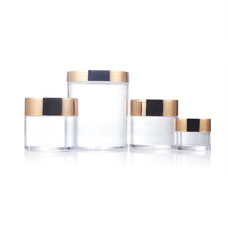 1oz 2oz 4oz Luxury Empty OEM Cosmetic Containers Biodegradable Cosmetic Packaging Plastic Cream Jar with gold lid