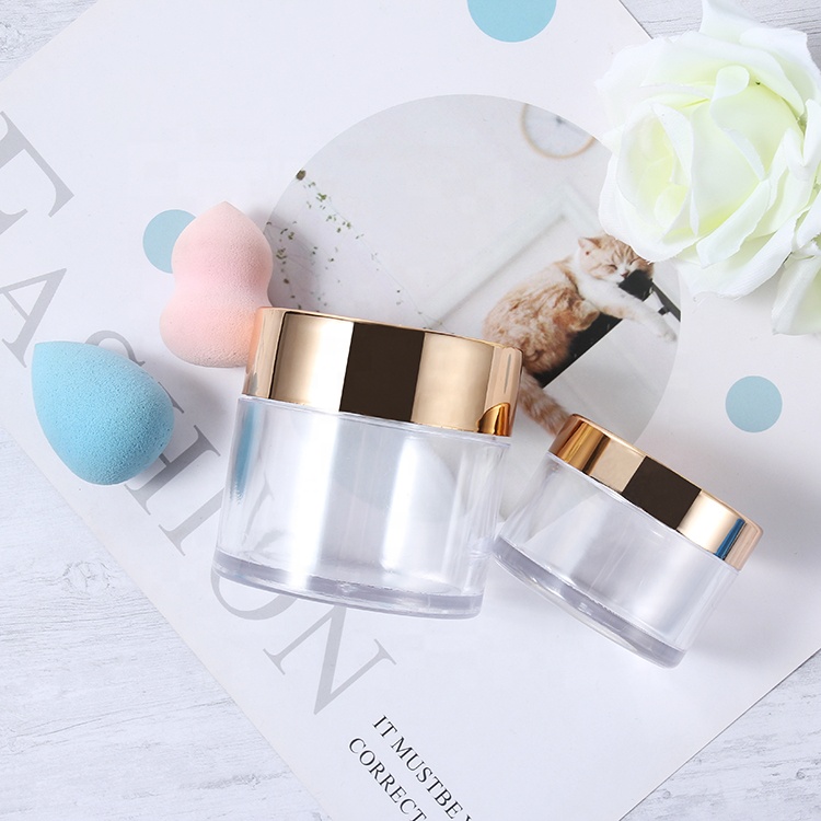 1oz 2oz 4oz Luxury Empty OEM Cosmetic Containers Biodegradable Cosmetic Packaging Plastic Cream Jar with gold lid