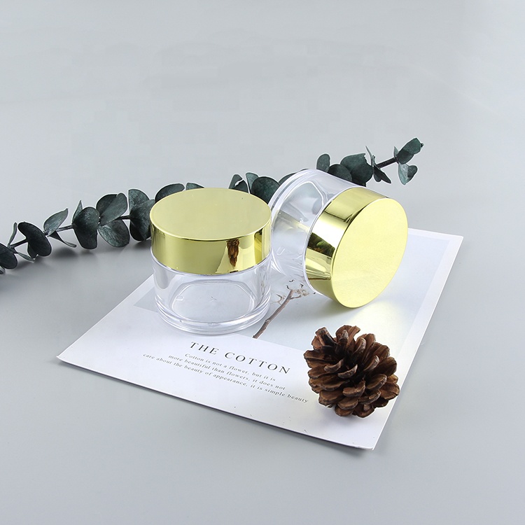 1oz 2oz 4oz Luxury Empty OEM Cosmetic Containers Biodegradable Cosmetic Packaging Plastic Cream Jar with gold lid