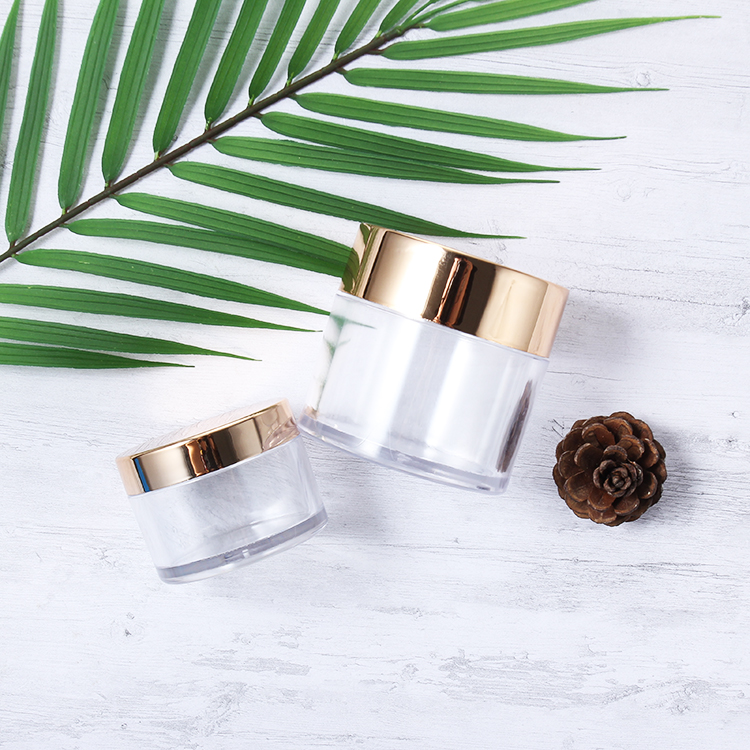1oz 2oz 4oz Luxury Empty OEM Cosmetic Containers Biodegradable Cosmetic Packaging Plastic Cream Jar with gold lid