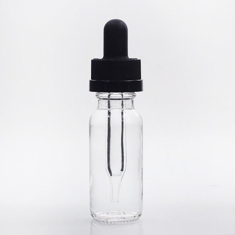 1oz 2oz 4oz Round Glass Serum Bottle with Black Dropper Essential Oil Bottle