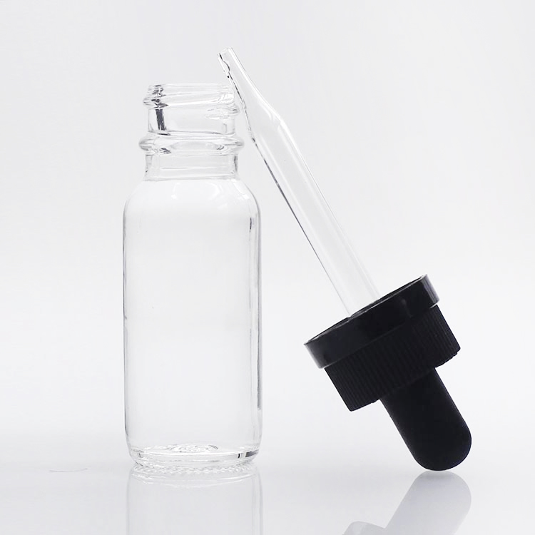 1oz 2oz 4oz Round Glass Serum Bottle with Black Dropper Essential Oil Bottle