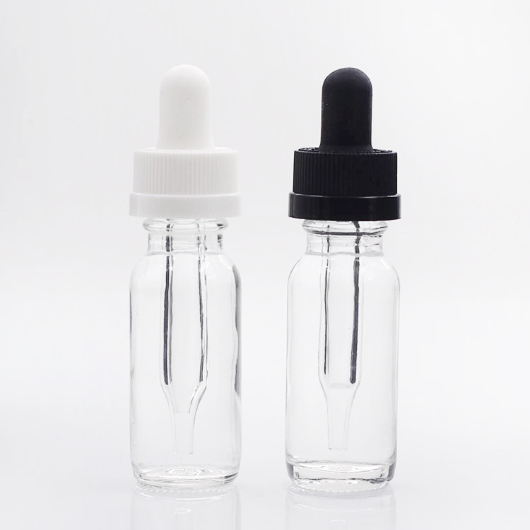 1oz 2oz 4oz Round Glass Serum Bottle with Black Dropper Essential Oil Bottle