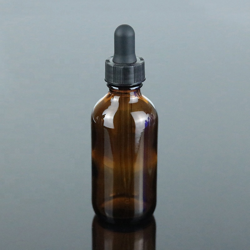 1oz 2oz 4oz Wholesale Amber Essential Oil Dropper Bottle Boston Round Glass Bottle (BRS10)