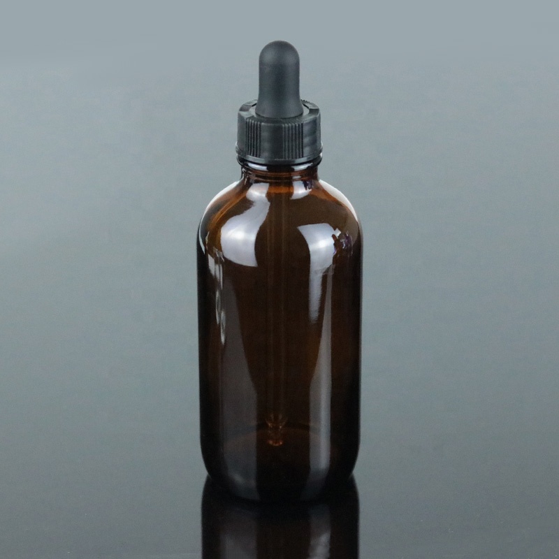 1oz 2oz 4oz Wholesale Amber Essential Oil Dropper Bottle Boston Round Glass Bottle (BRS10)