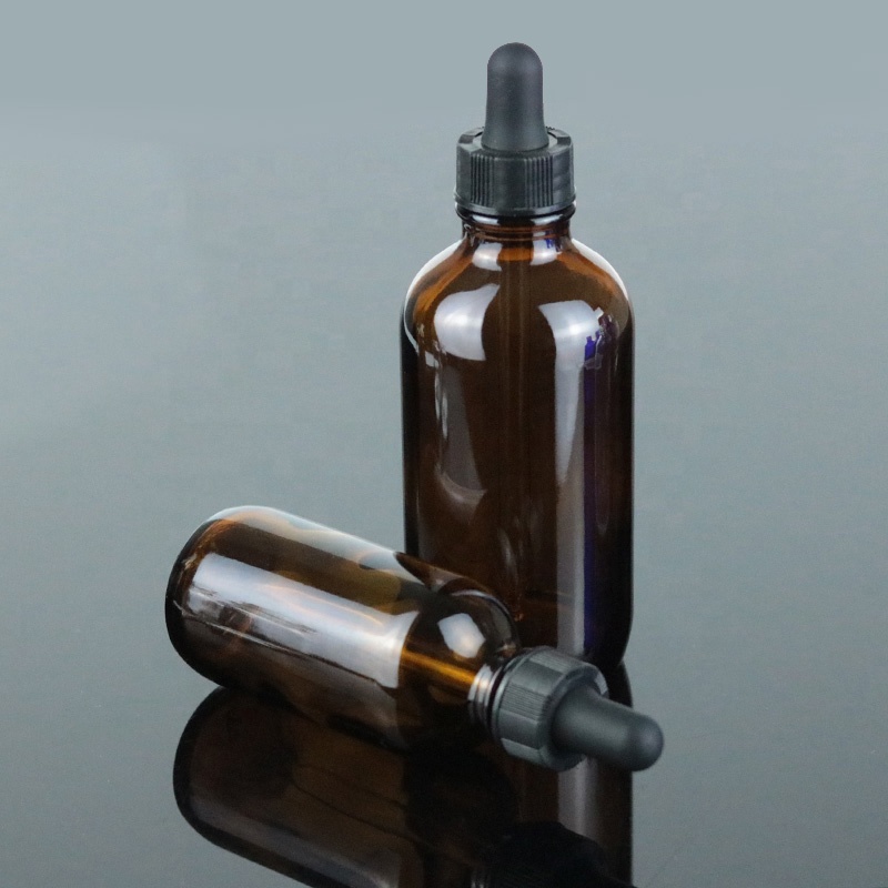 1oz 2oz 4oz Wholesale Amber Essential Oil Dropper Bottle Boston Round Glass Bottle (BRS10)