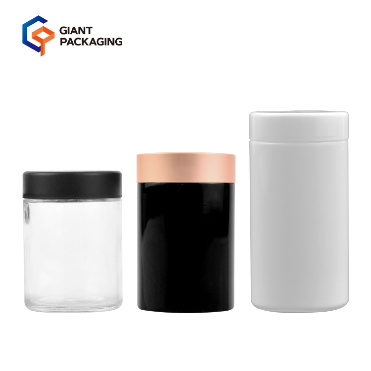 1oz 2oz 4oz black glass jars with lids stall uv jar hemp flower frosted black matte glass bottle cbd smell proof child proof jar