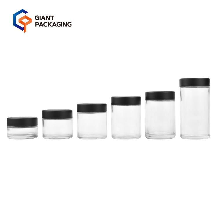 1oz 2oz 4oz black glass jars with lids stall uv jar hemp flower frosted black matte glass bottle cbd smell proof child proof jar