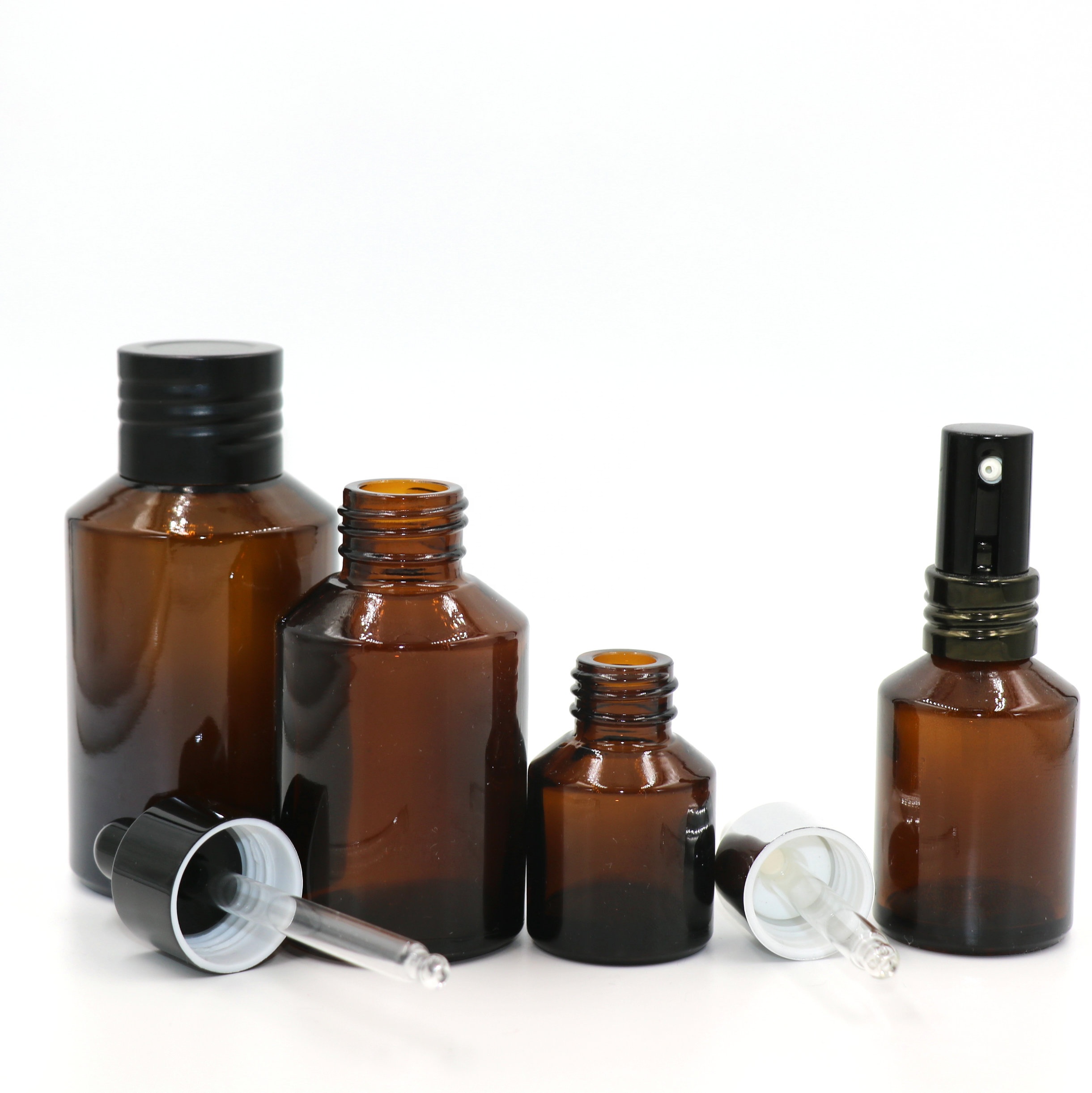 1oz 2oz 4oz boston round 15ml 30ml 60ml 120ml clear amber glass bottle dropper e liquid bottle