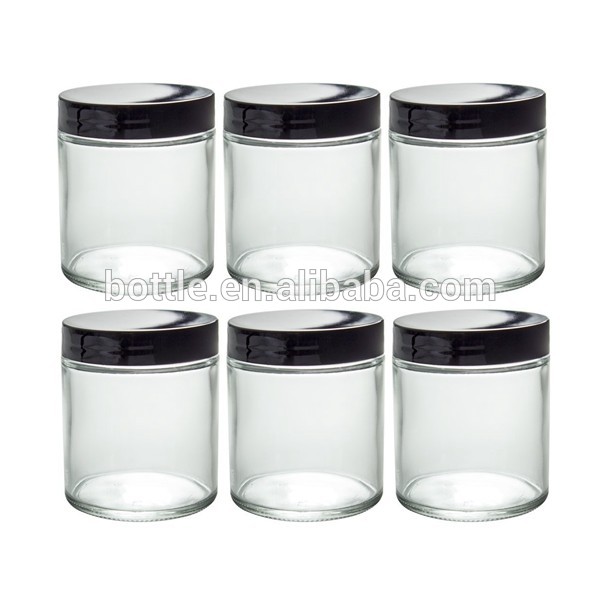 1oz 2oz 4oz clear amber cobalt blue glass straight sided glass candle jar with lid