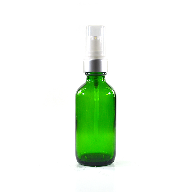 1oz 2oz 4oz clear green Cobalt blue amber boston glass bottle with treatment pump lotion