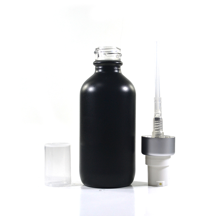 1oz 2oz 4oz clear green Cobalt blue amber boston glass bottle with treatment pump lotion