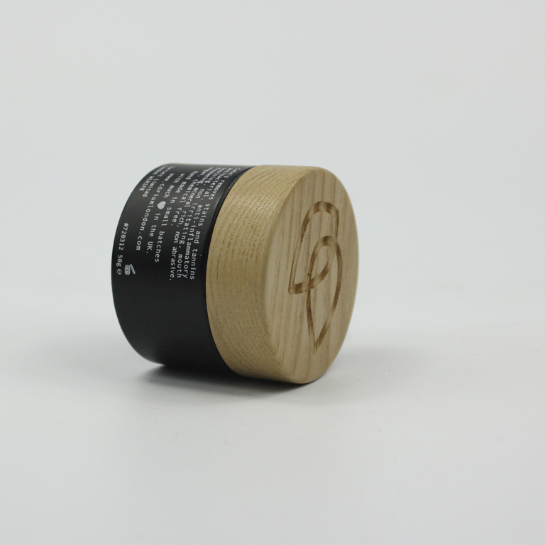 1oz 2oz 4oz matt black glass Cosmetics jar with wood lid, wholesale jars containers and packing with bamboo lid
