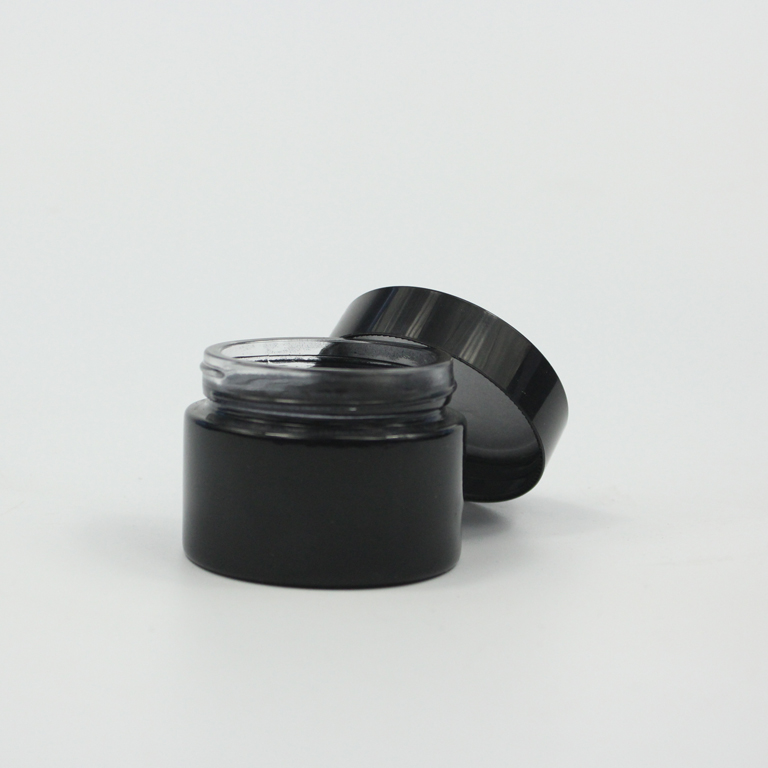 1oz 2oz 4oz matt black glass Cosmetics jar with wood lid, wholesale jars containers and packing with bamboo lid