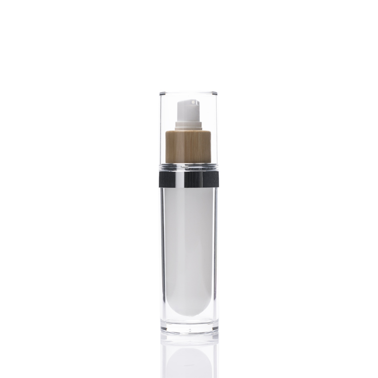 1oz 2oz 4oz white bamboo acrylic pump lotion serum cosmetic bottle 15ml 30ml 60ml 120ml acrylic bottle with bamboo accessory