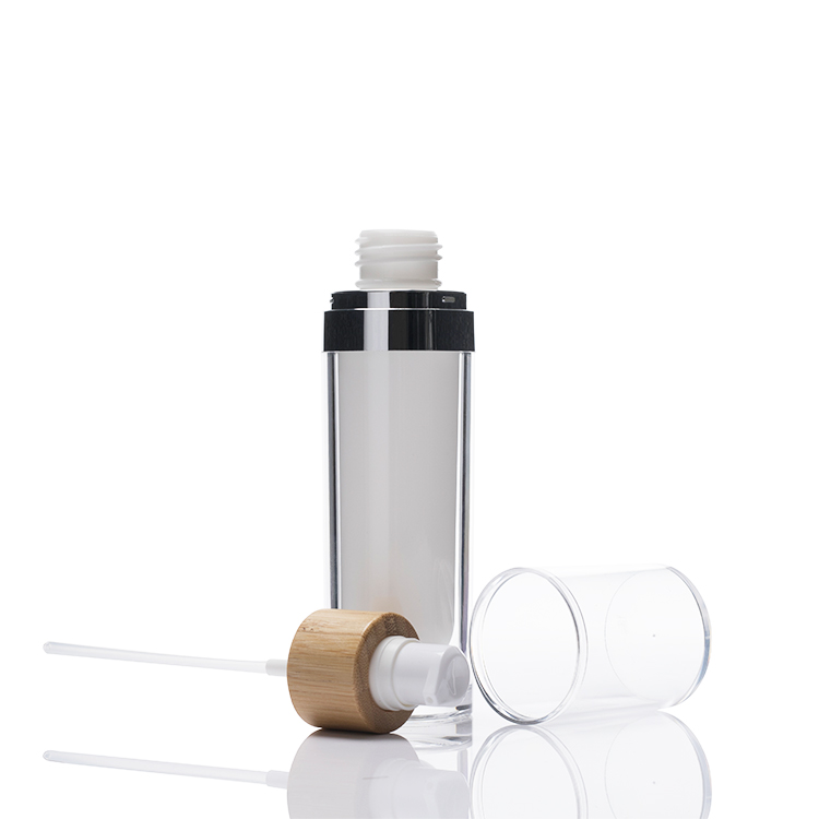 1oz 2oz 4oz white bamboo acrylic pump lotion serum cosmetic bottle 15ml 30ml 60ml 120ml acrylic bottle with bamboo accessory