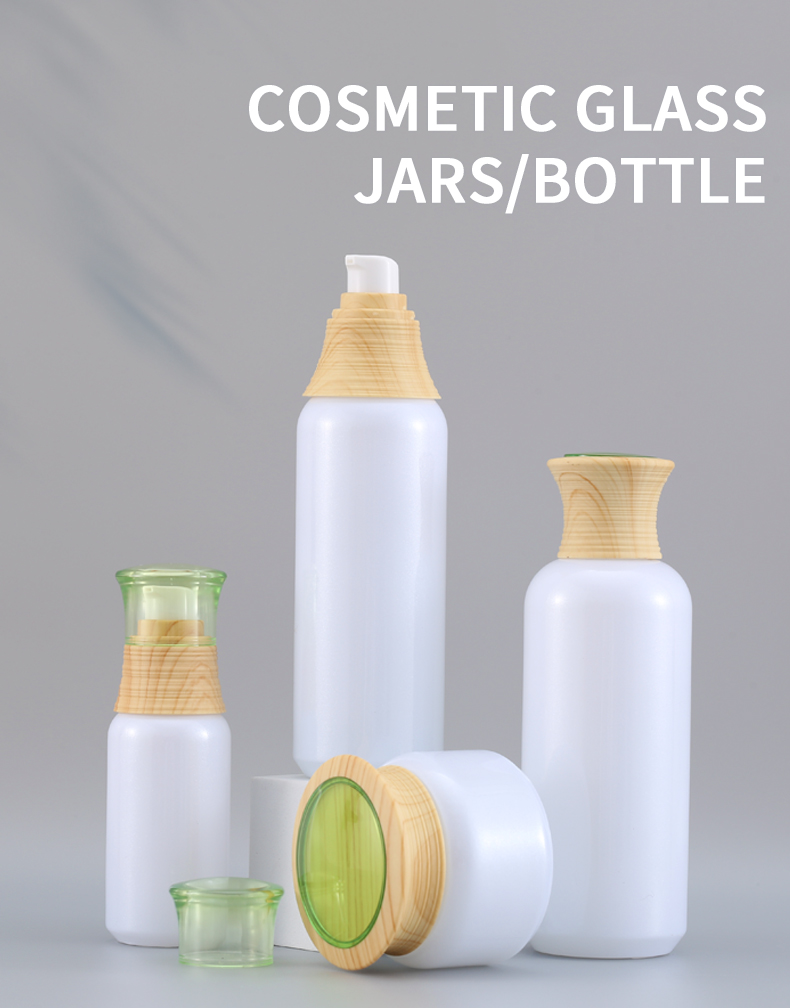 1oz 2oz 50ml 50g white cream jar bamboo lid cosmetic glass jar with glass jar with bamboo lid