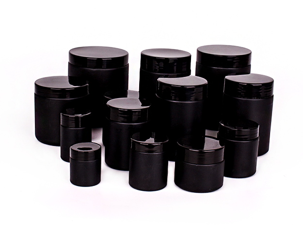 1oz 2oz 8oz 12oz 16oz 24oz straight side cylinder black glass jar with plastic cap