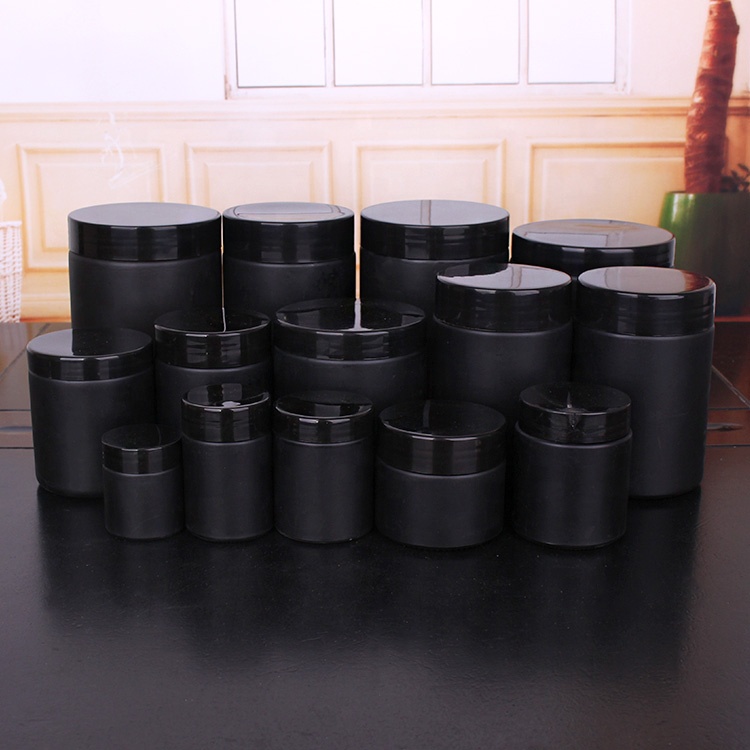 1oz 2oz 8oz 12oz 16oz 24oz straight side cylinder black glass jar with plastic cap
