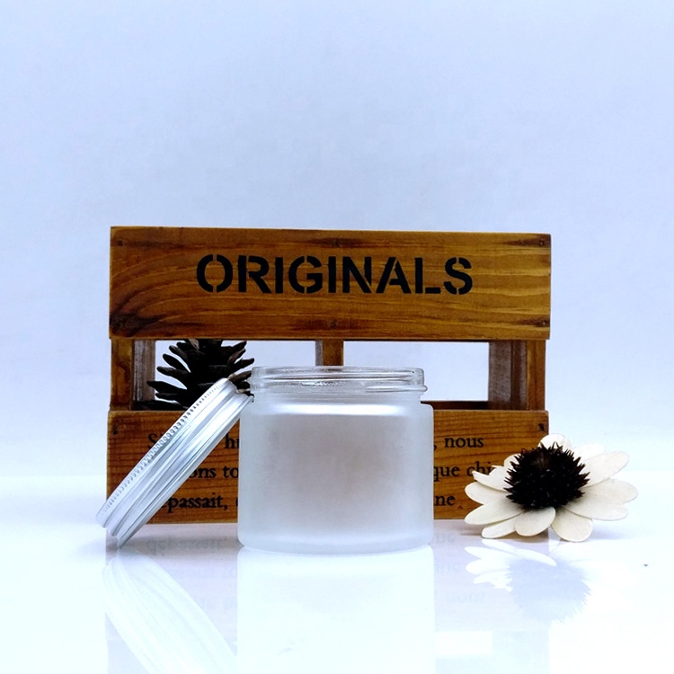 1oz 2oz 8oz 90ml 3oz 4oz frosted kush Glass Jar Straight Sided with metal silver Lid for powder CBD flower kitchen foods spices