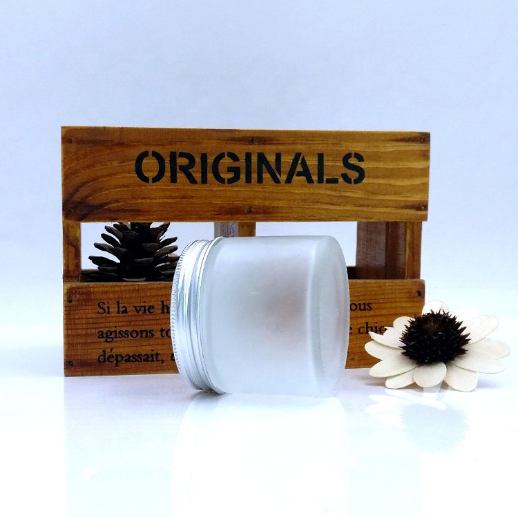 1oz 2oz 8oz 90ml 3oz 4oz frosted kush Glass Jar Straight Sided with metal silver Lid for powder CBD flower kitchen foods spices