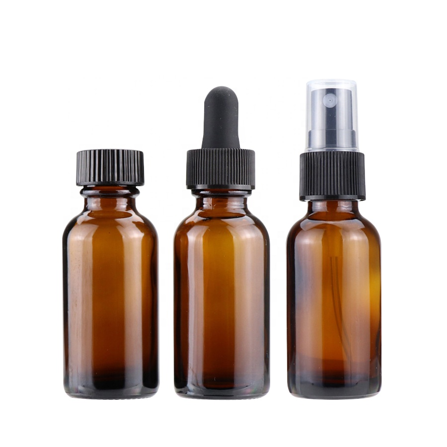 1oz 2oz Blue Amber Glass Boston Tincture Dropper Bottles 60ml with Childproof Cap and mister glass spray bottle