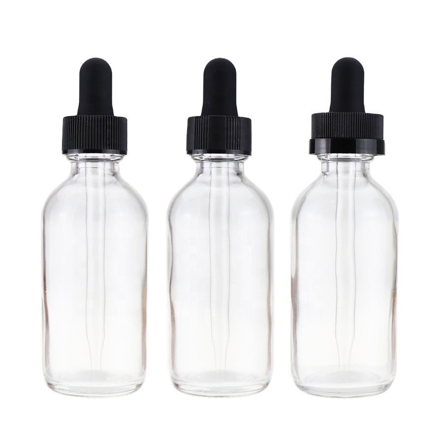 1oz 2oz Blue Amber Glass Boston Tincture Dropper Bottles 60ml with Childproof Cap