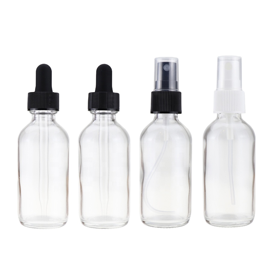 1oz 2oz Blue Amber Glass Boston Tincture Dropper Bottles 60ml with Childproof Cap