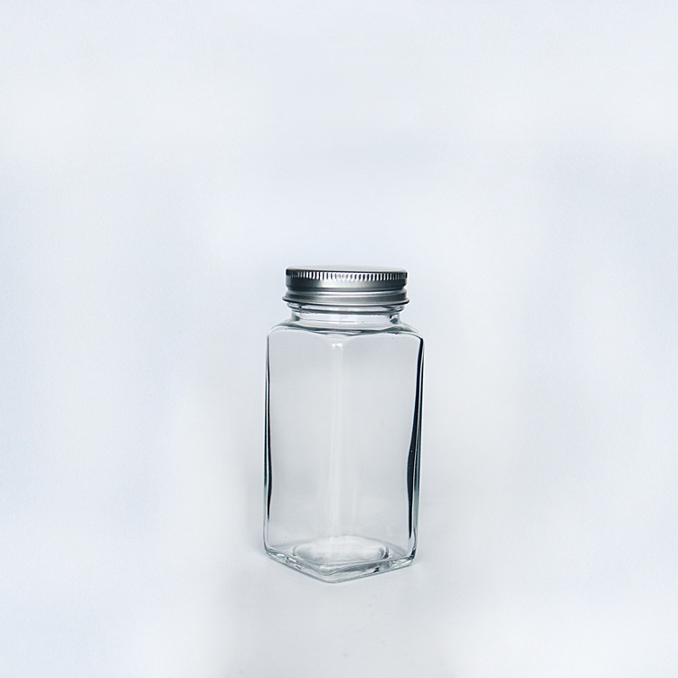 1oz 2oz Square Shot Drinking Bottle with Aluminum Lid A Bite Package Bottle with Plastic Tamper- Evident Lid