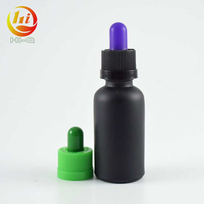 1oz 2oz custom black glass dropper bottle child proof 30ml 60ml vape e liquid packaging bottle with pipette glass