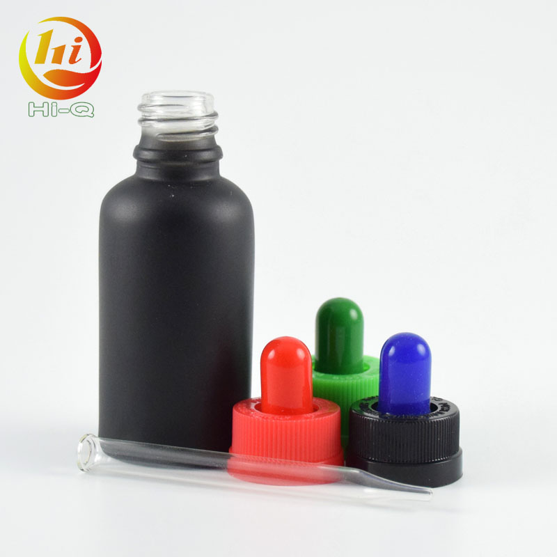 1oz 2oz custom black glass dropper bottle child proof 30ml 60ml vape e liquid packaging bottle with pipette glass