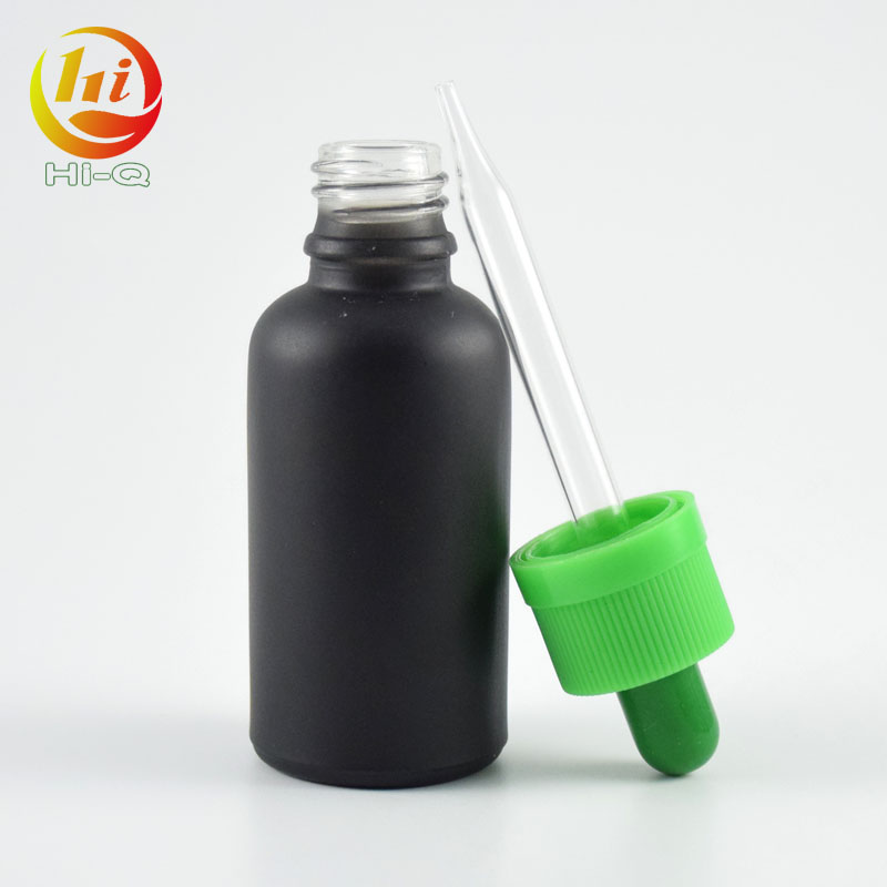 1oz 2oz custom black glass dropper bottle child proof 30ml 60ml vape e liquid packaging bottle with pipette glass