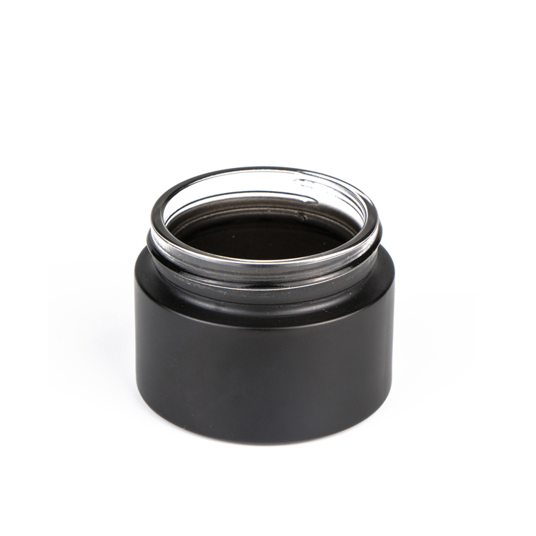 1oz 2oz skincare packaging matte black frosted cosmetic cream glass jar with black lid