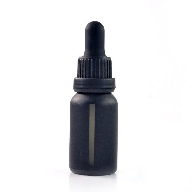 1oz 30 ml matte black e liquid glass dropper bottle with window