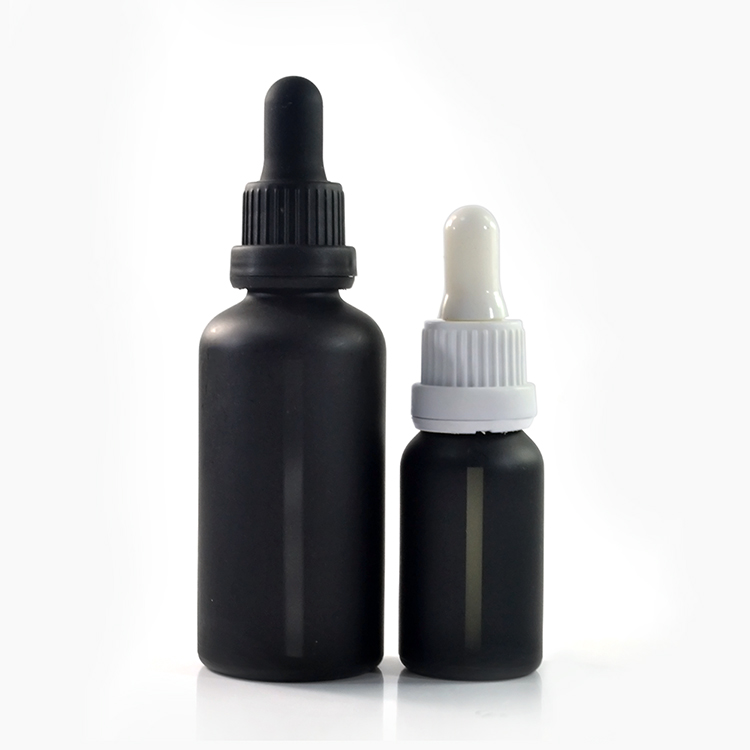 1oz 30 ml matte black e liquid glass dropper bottle with window