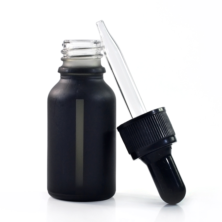 1oz 30 ml matte black white e liquid glass dropper bottle with window