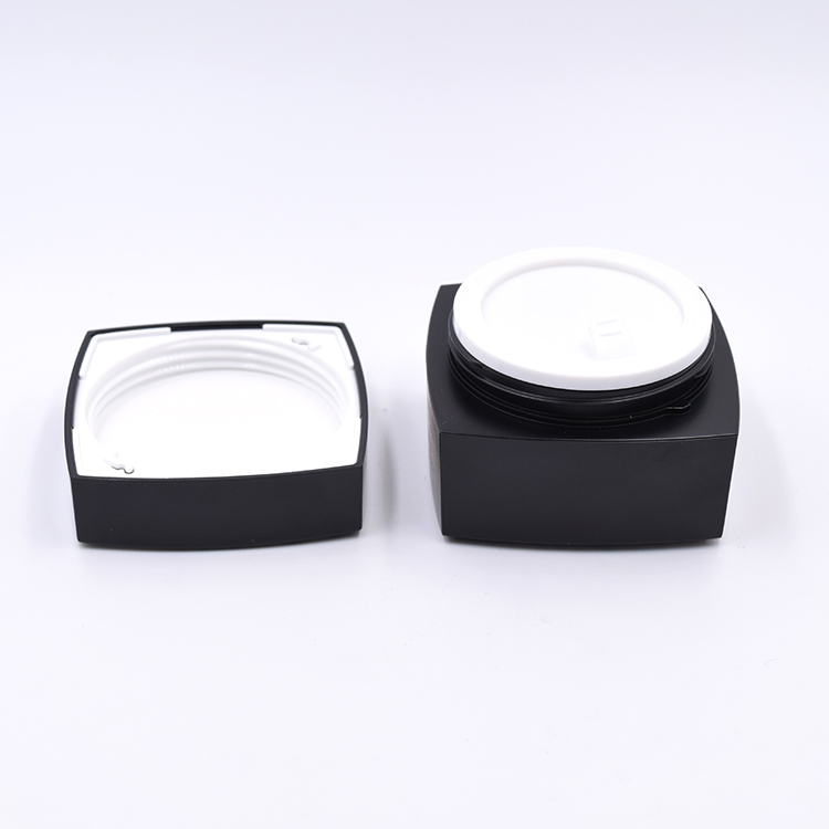 1oz 30g 50g double wall square leak proof black acrylic cosmetic jars with black lids for beauty products salve products
